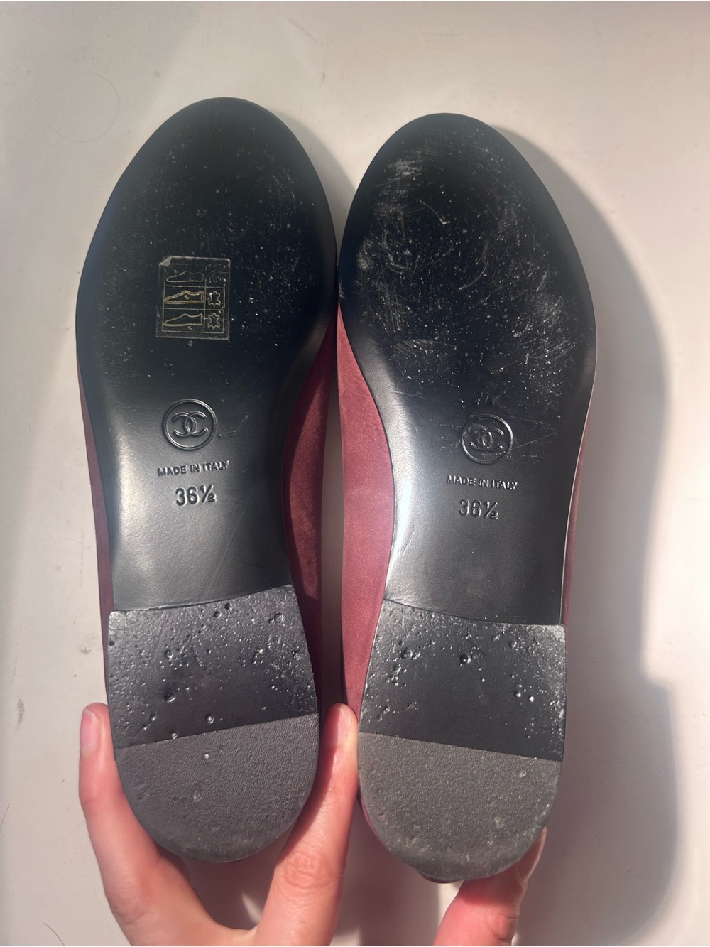 CHANEL Plum Suede Bow Ballet Flats - Picture 6 of 6